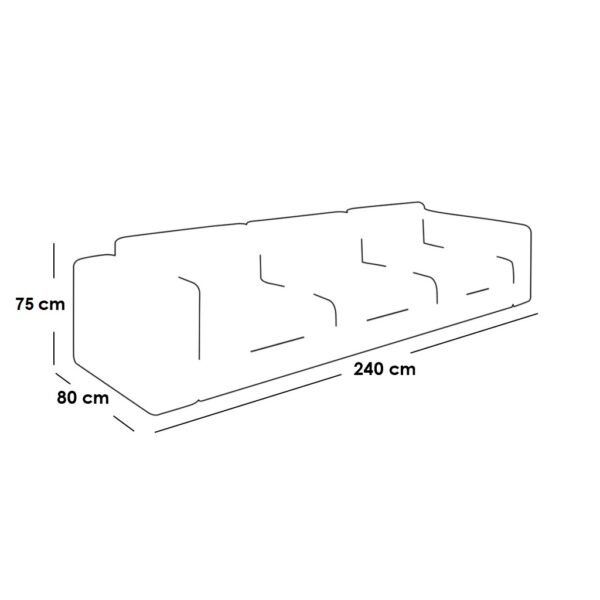 كنبة زان ثلاث مقاعد 240 سم لون رمادي