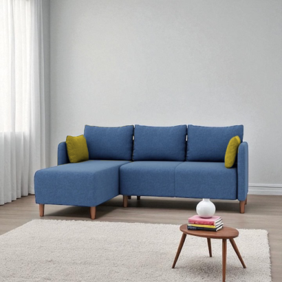 ركنة مودرن خشب زان مقاس 220 سم × 155 سم شيزلونج – لون أزرق | جولدن لايف