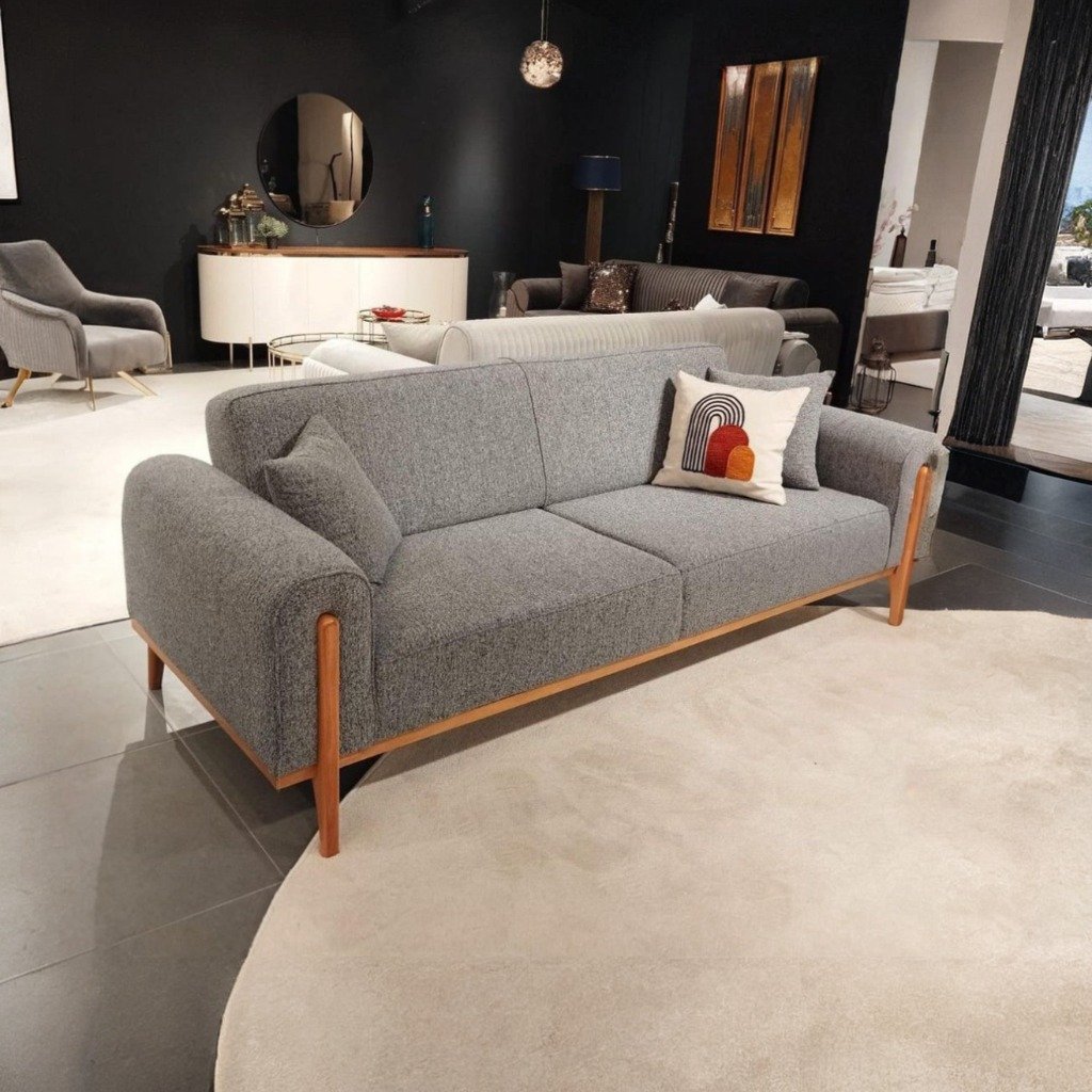 aiease_1756304961701 كنبة 3 مقعد خشب زان 200 سم بقماش قطيفة رمادي غامق